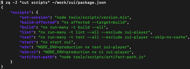 Pretty printed JSON using the -J flag in zq